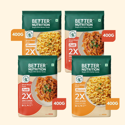 Pack of 4 Biofortified Fusilli & Macaroni Wheat Pasta